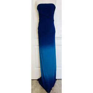 Young Fabulous & Broke Ombre Blue Strapless Tube Stretch Maxi Dress Ruched M